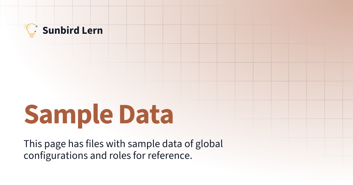 Sample Data | Sunbird Lern